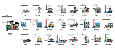 Bankta oturan bir adam ve bir çocuğun olduğu bir tabela gösterilir. Tabela görüntünün ortasında.