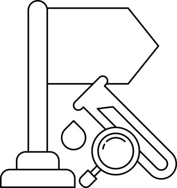 Yanında büyüteç olan bir tabela. Tabela direğin üstünde.