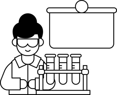 Önlüklü bir adam elinde üç test tüpü tutuyor. Görüntü bilimsel deneyler ve keşifler fikrini aktarmak içindir.