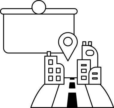 Arkasında büyük bir tabela olan bir şehir silueti. Tabela boş, ama bunun bir sunum ya da reklam olması gerektiği açık. Şehir yüksek binalarla dolu.