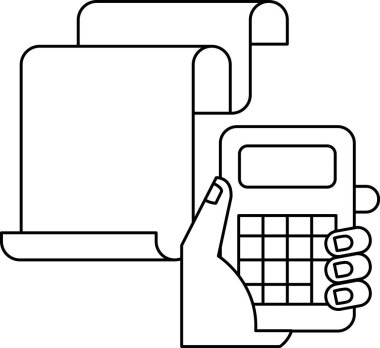 A hand holding a calculator and a piece of paper. The paper is folded and has a ruler on it