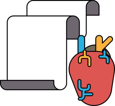 Bir kalbin beyaz ve siyah çizimi ve üzerinde kalp olan bir kağıt parçası. Kalp bir yaprak ve gövde ile çevrilidir.