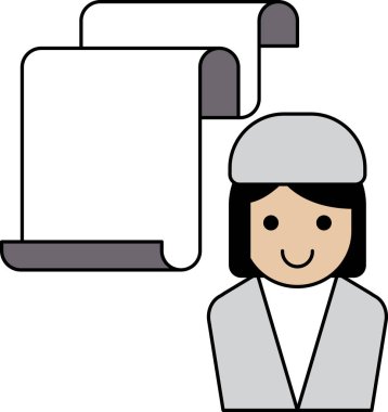 Bir kadın gülümsüyor ve bir parşömen tutuyor. Parşömen bir duvarda. Kadın bir hemşire.