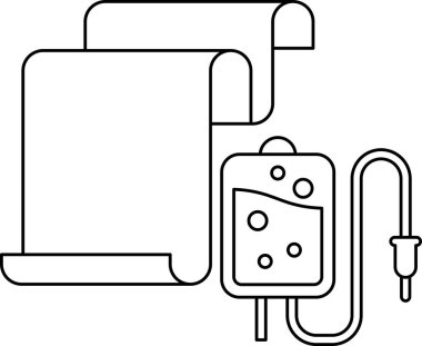 Üzerinde tüp olan bir şırınganın beyaz ve siyah çizimi. Şırınga bir sıvıyla dolu ve bir omuriliğe bağlı. Tıbbi tedavi ya da bakım kavramı ve ruh hali çok ciddi.