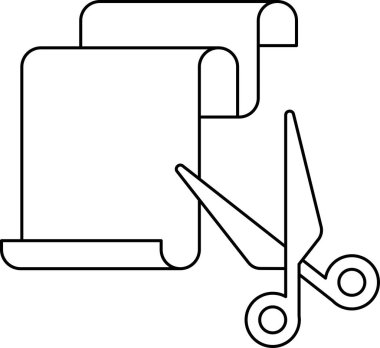 Bir kağıt parçasını kesen bir makas. Bir şeyi kesme veya düzenleme kavramı, muhtemelen yazılı bir belge ya da bir sanat eseri. Makas kağıdın ortasına yerleştirilmiş.