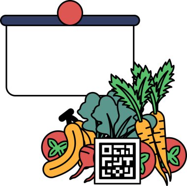 Siyah beyaz bir arka plan, sebze çizimi ve üzerinde 