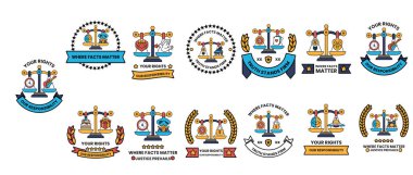 Denge ve adaleti temsil eden bir dizi sembol. Her sembolün farklı bir anlamı vardır ve hayatın farklı yönlerini temsil etmek için kullanılır.