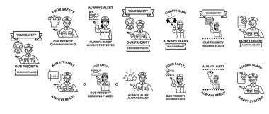 Görüntü, polis memurlarının karikatür çizimlerinden oluşuyor. Eşlik eden metinde güvenlik ve güvenliğin önemi vurgulanıyor