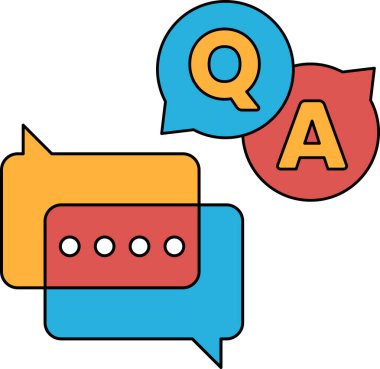 Soru işareti ve cevap işareti olan iki konuşma baloncuğunun siyah beyaz görüntüsü. İletişim kavramı ve soru sormanın ve cevaplamanın önemi