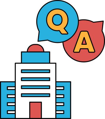 Üzerinde soru-cevap olan bir bina. Q solda, A ise sağda.