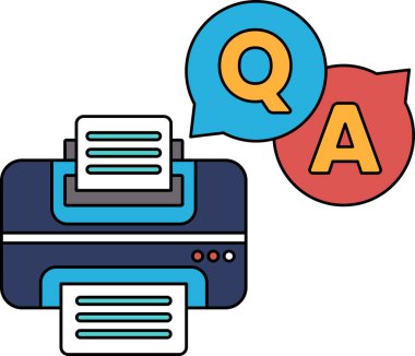 Bir kamera tripodun üzerinde ve soru-cevap tabelasını gösteriyor. Kamera, soru sorma ve cevap arama eylemini temsil ederken, anları kaydetme ve yakalama sembolüdür.