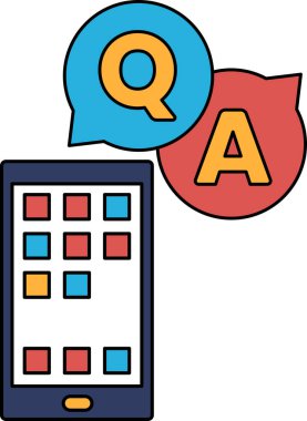 Üzerinde soru-cevap olan bir telefon. Q solda, A ise sağda.