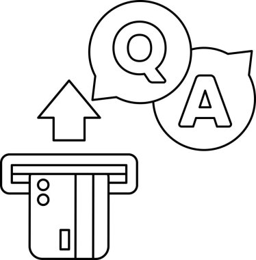 Üzerinde soru işareti ve A olan bir kredi kartının siyah beyaz görüntüsü. Bir şey isteme ya da bilgi arama kavramı
