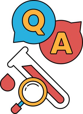 Ortasında büyüteç olan siyah beyaz bir Q ve A işareti.