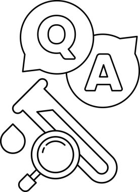 Ortasında büyüteç olan siyah beyaz bir Q ve A işareti.