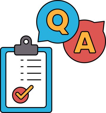 Üzerinde kontrol işareti olan bir pano ve soru-cevap tabelası. Pano, bilgi kaydetmek ya da görevlerin kaydını tutmak için kullanılan bir kontrol listesi ya da form sembolüdür