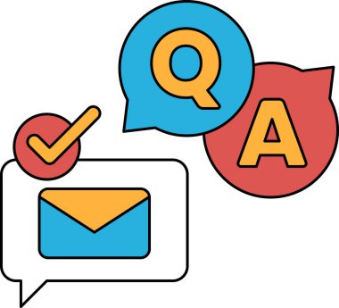 Bir işaret ve bir soru işareti, hem siyah hem de beyaz. Kontrol işareti bir kene, bir şeyin doğru ya da tatmin edici olduğunu gösteren bir sembol.