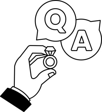 Üzerinde soru işareti ve A olan bir yüzüğü tutan bir el. Yüzük hakkında soru veya sorgu kavramı