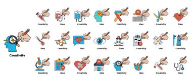 Bu görüntünün teması yaratıcılık. Bir kalem, kalp, beyin ve bir ev gibi çeşitli sembol ve çizimler içerir. Kalem resim çizmek için kullanılır