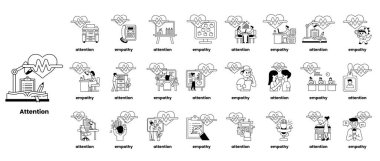 Görüntü, farklı duygu ve duyguları temsil eden çizgi film karakterlerinin bir derlemesidir. Karakterler siyah ve beyaz bir şekilde çizilir ve resim boyunca dağılırlar.