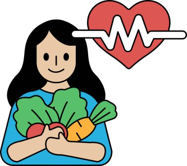 Bir kadın elinde bir sürü sebze tutuyor ve gülümsüyor. Görüntü sağlıklı beslenmenin ve vücuduna bakmanın önemiyle ilgilidir.