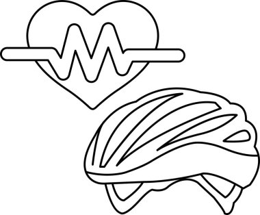 Siyah beyaz çizimde bir kalp ve bir kask gösterilir. Kalp, yaşam ve enerjinin sembolü olan bir dalgayla çevrilidir. Miğfer kalbin altına yerleştirilmiş, korunmayı temsil ediyor.