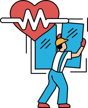 Bir adam pencerenin önünde bir parça kağıt tutuyor. Adam sıkı bir şapka ve güvenlik yeleği giyiyor. Bir kağıt parçasını tutan bir işçi kavramı, muhtemelen bir plan ya da bir belge.