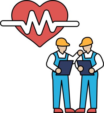 İki adam yan yana duruyordu, biri elinde bir dosya tutuyordu. İmaj, iş yerinde takım çalışmasının ve işbirliğinin öneminin bir göstergesidir. Erkek kıyafetleri.