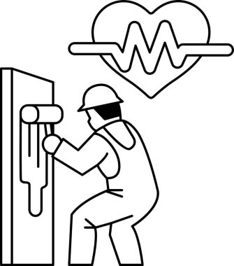 Beyaz gömlekli ve kasklı bir adam bir makine üzerinde çalışıyor. Sıkı çalışma ve kendini adama kavramı