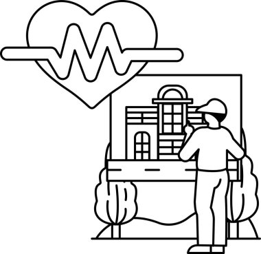 Bir adam binanın önünde duruyor, onun bir resmini çiziyor. Bina bir hastane ve adam da bir mimar. Yeni bir hastane binası yaratma fikri, ve ruh hali çok ciddi.