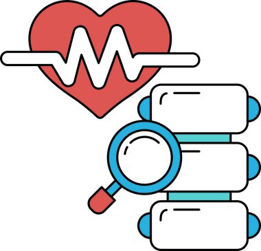 İçinde çizgi olan bir kalp gösteriliyor ve yanında da bir büyüteç gösteriliyor. Kalp, dalga gibi görünen bir çizgiyle çevrilidir. Kalbe yakından bakma kavramı