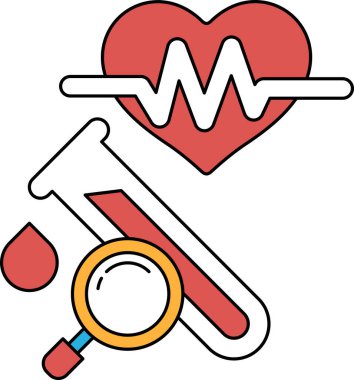 Beyaz arka planda bir kalp ve steteskop çizilir. Kalp, kalbe benzeyen bir çizgiyle çevrilidir ve steteskop kalbin ortasına çizilir.