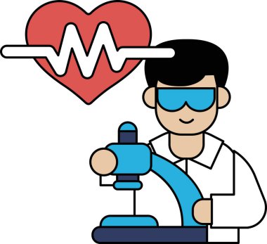 Laboratuvar önlüklü bir adam mikroskop tutuyor. Bilimsel keşif ve keşif kavramı