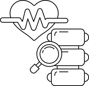 İçinde çizgi olan bir kalp gösteriliyor ve yanında da bir büyüteç gösteriliyor. Kalp, dalga gibi görünen bir çizgiyle çevrilidir. Kalbe yakından bakma kavramı