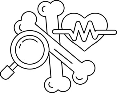 Siyah beyaz bir kalp, bir kafatası ve bir kemik çizimi. Kafatası ve kemik yan yana, ve kalp de ortada. Çizim, ölümlülük fikrini aktarıyor.