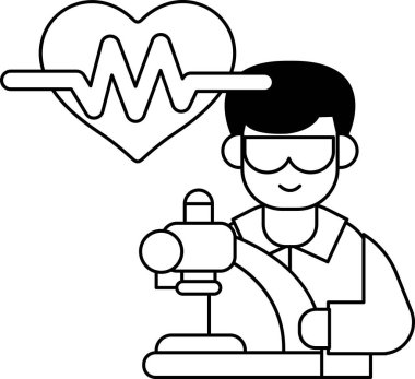 Laboratuvar önlüklü bir adam mikroskop tutuyor. Bilimsel keşif ve keşif kavramı