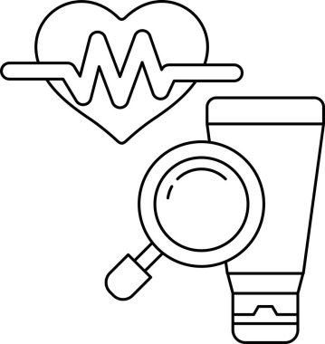 Üzerinde steteskop olan bir kalp gösterilir. Kalbin yanında bir büyüteç gösterilir.