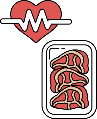 Bir kalp ve bir kutu et. Kalp yaşamın sembolüdür ve et de gıdanın sembolüdür.