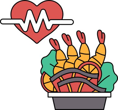 Bir kalp ve bir demet sebze, siyah ve beyaz bir resimde gösterilir. Kalp görüntünün merkezindedir ve sebzeler etrafına saçılmıştır. Sebzeler havuç ve kereviz içeriyor.