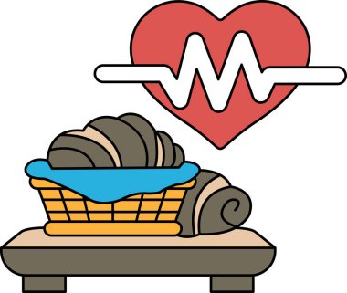 Kalp, bir sepet yiyecek ve kalp monitörü ile gösterilir. Kalp monitörü kalbe bağlı ve sepet dolusu yiyecek bunun üzerine yerleştiriliyor. Birinin sağlığına dikkat etme kavramı