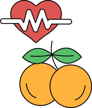 Bir kalp ve bir meyve siyah beyaz çizilir. Kalp bir dalgayla çevrilidir ve meyve bir eriktir. Kalp hayati organı temsil ettiği için sağlık ve sağlık kavramı.