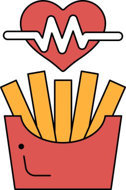 Bir kalp, içinden dalgalar çıkan bir çizgiyle gösterilir. Kalp, üzerinde 