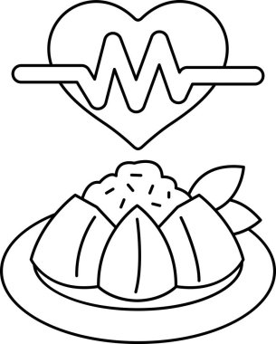 Bir tabak yemeğin üzerinde bir kalp gösterilir. Kalp, EKG 'ye benzeyen bir hat ile çevrili. Yemek tabağı bir tatlıdır, ve kalp sevginin ve özenin sembolüdür.