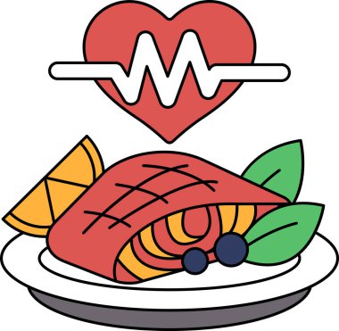 Üstünde bir kalp olan bir tabak yemek. Kalp, üzerinde 