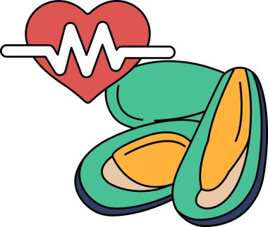 Kalp, EKG 'ye benzeyen bir çizgi ile gösterilir. Kalp bir çember ve bir çizgi ile çevrilidir.