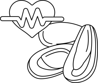 Kalp, EKG 'ye benzeyen bir çizgi ile gösterilir. Kalp bir çember ve bir çizgi ile çevrilidir.