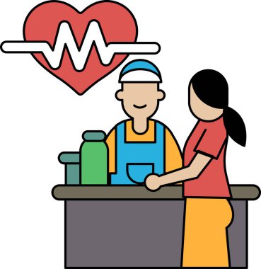 Bir adam ve bir kadın tezgahta duruyorlar. Adam bir fincan tutuyor ve kadın onun elini tutuyor. İki insan arasındaki sıcaklık ve bağlantı kavramı