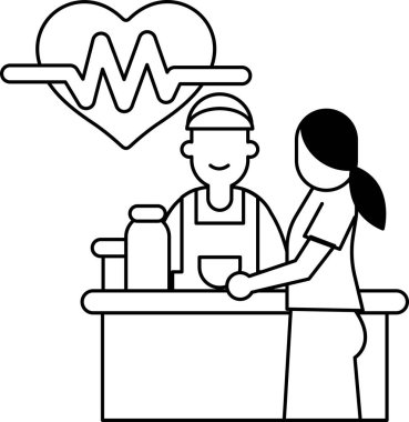 Bir adam ve bir kadın tezgahta duruyorlar. Adam bir fincan tutuyor ve kadın onun elini tutuyor. İki insan arasındaki sıcaklık ve bağlantı kavramı