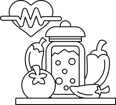 İçinde kalp olan bir kavanoz yemek. Kalp, üzerinde 