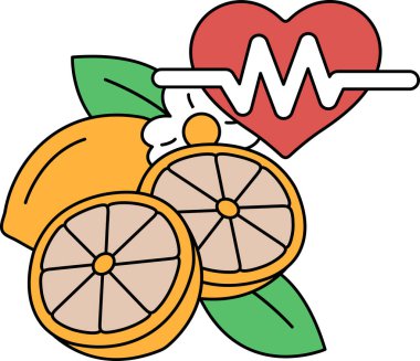 Kalp çizimi ve ekokardiyogram yazan bir limon. Çizim siyah ve beyaz.